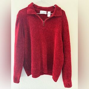 Alfred Dunner Rich Red Zip-Up Sweater